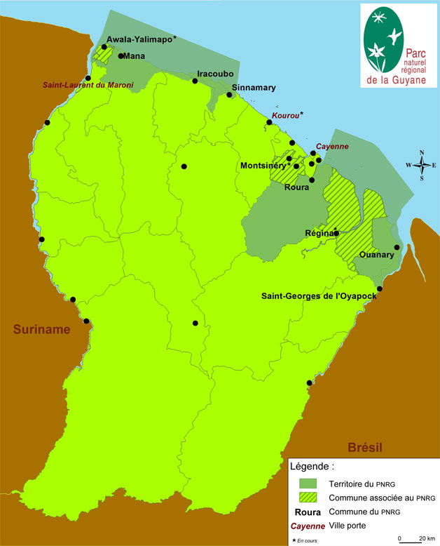 Carte du Parc Naturel Régional de la Guyane